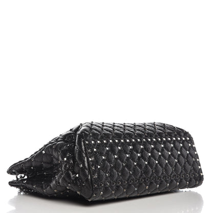 Valentino Garavani Craquele Nappa Rockstud Spike Shoulder Tote Black 4 of 8