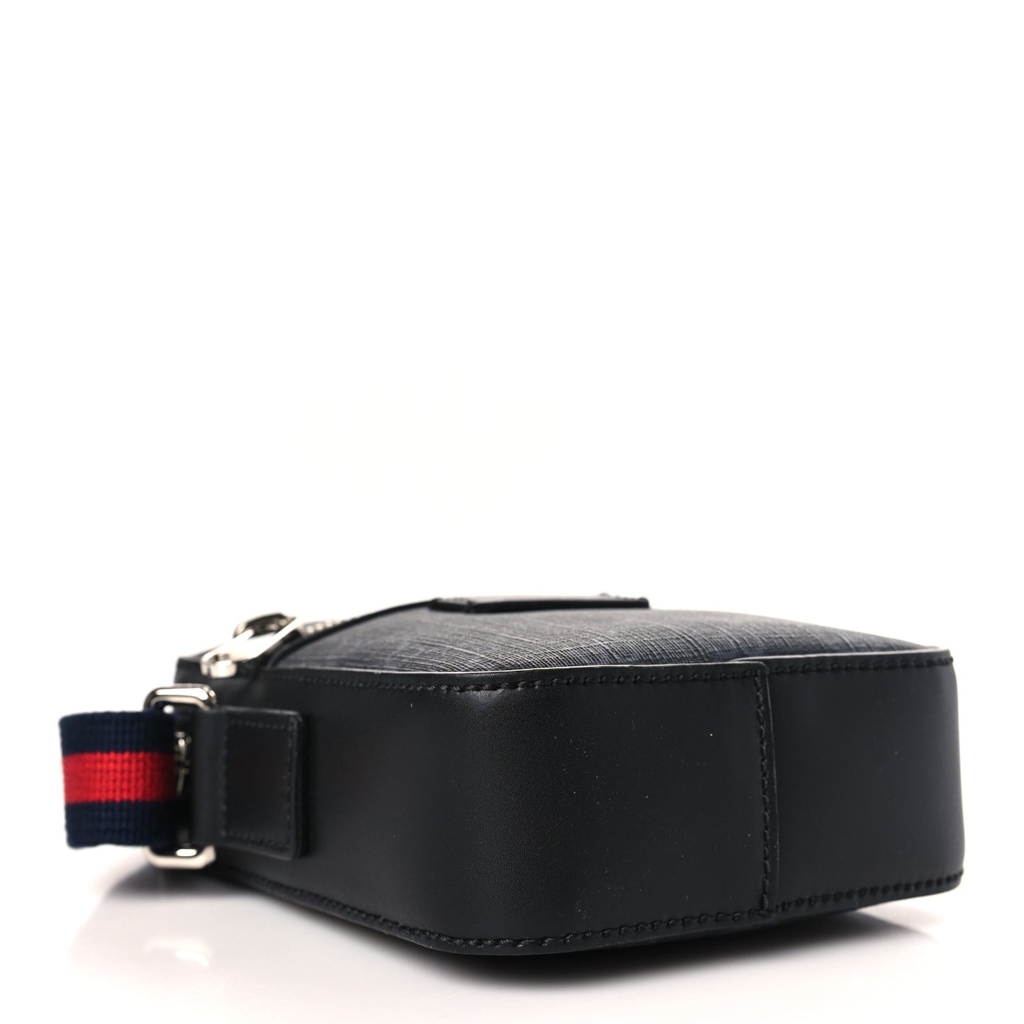 GG Supreme Monogram Appia Calfskin Web Small Camera Messenger Bag Black Grey