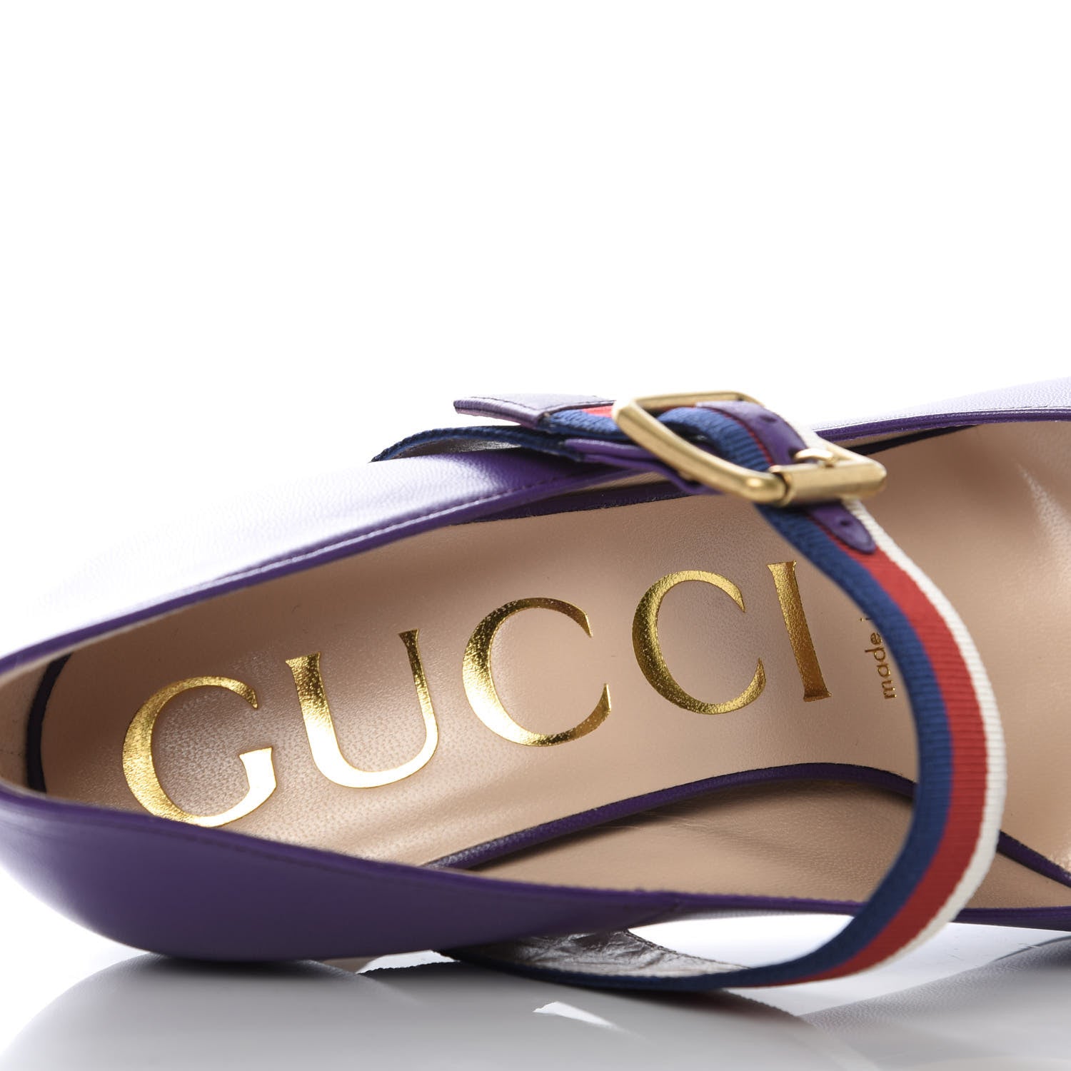 Gucci Malaga Kid Sylvie High Heel Pumps 36.5 Shine Purple 7 of 10