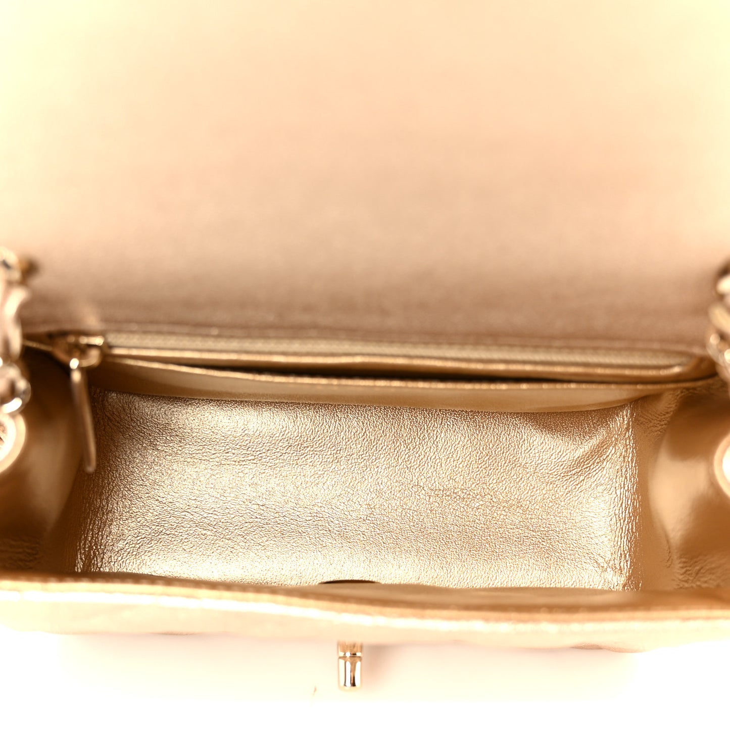 Metallic Lambskin Quilted Mini Square Flap Gold