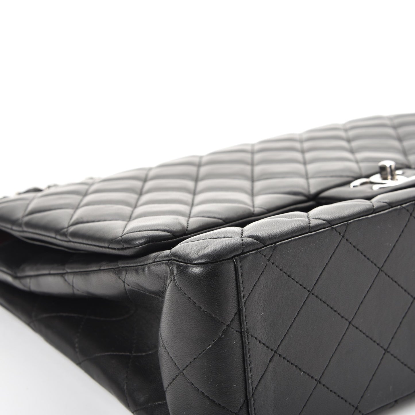 Lambskin Quilted Maxi Double Flap Black