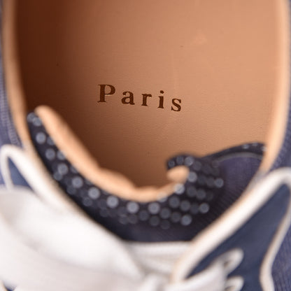 Christian Louboutin Denim Velours Spikes Vieira Flat Sneakers 36 Navy Latte 9 of 11