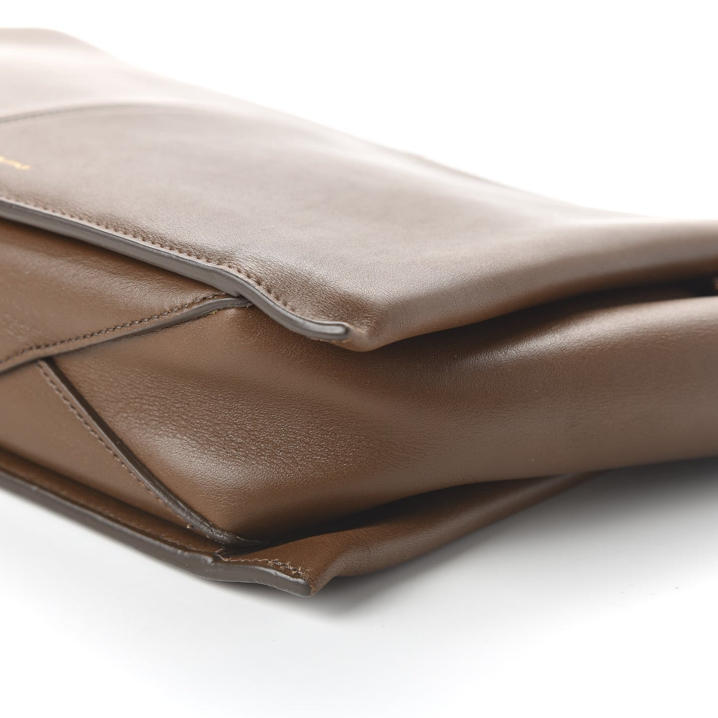 Natural Calfskin Tri-Fold Clutch on Chain Havana