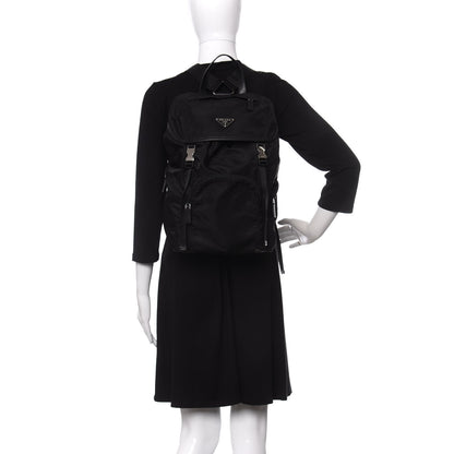Prada Nylon Vela Saffiano Medium Cinch Backpack Black 2 of 9