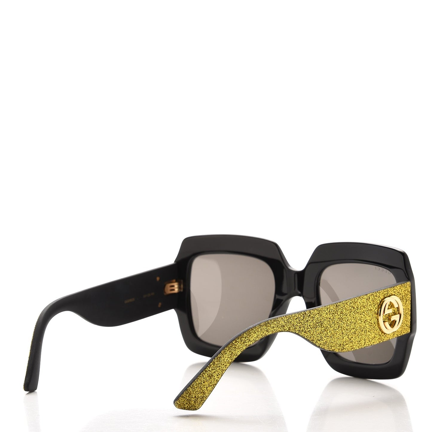Square Frame GG0102S Sunglasses Glitter Gold