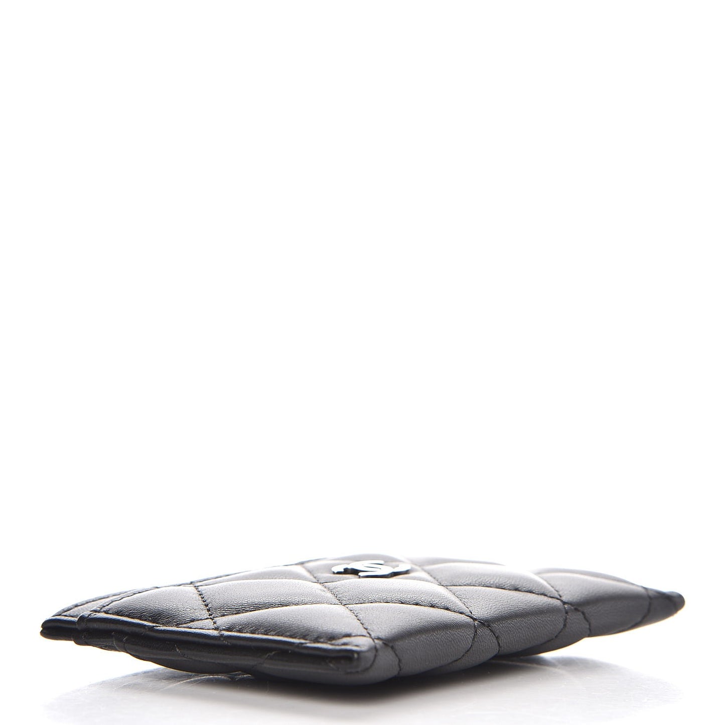 Lambskin Quilted Card Holder Black