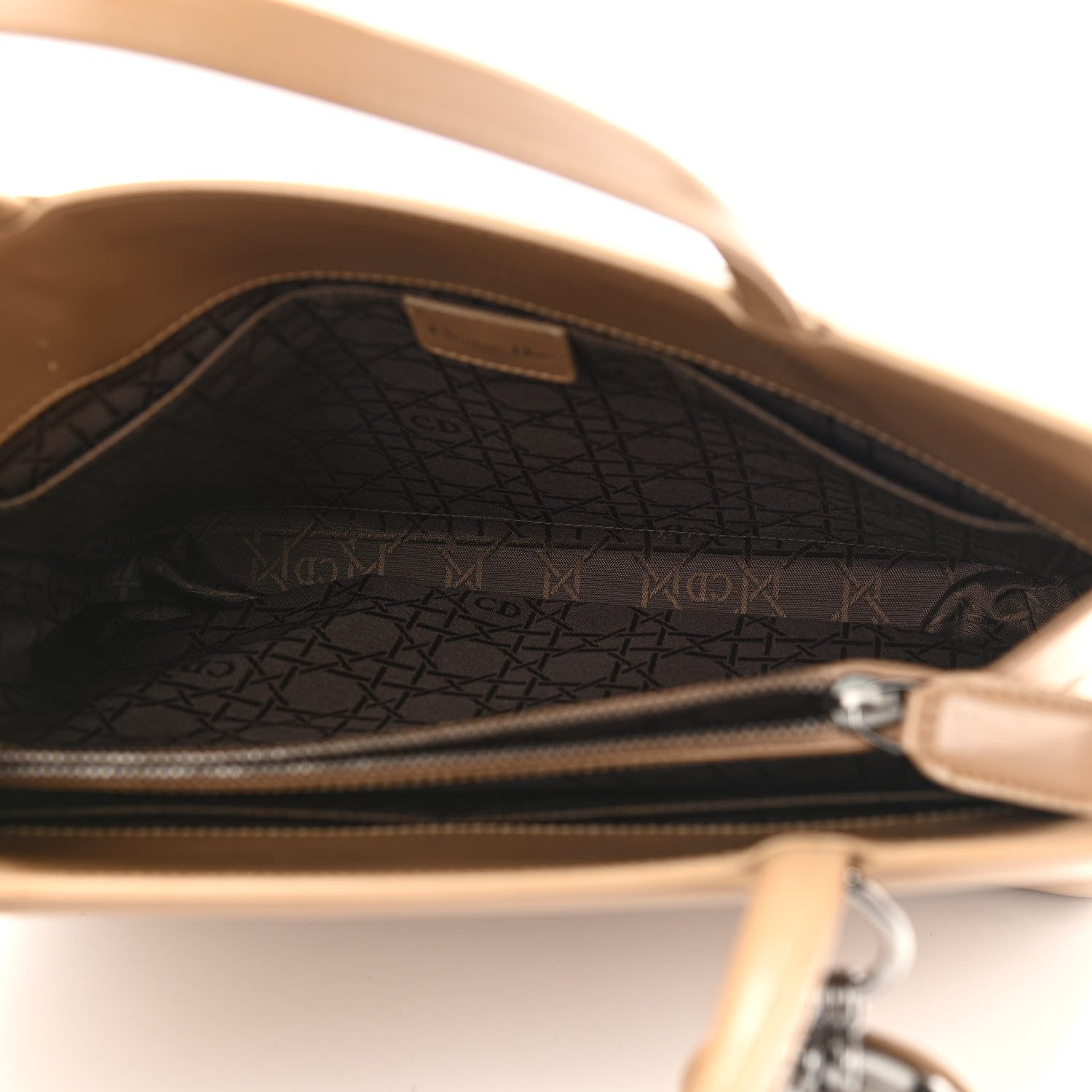 Christian Dior Glazed Calfskin Nylon Lady Dior Tote Beige 5 of 14