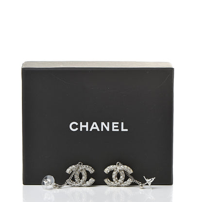 Chanel Baguette Crystal CC Drop Earrings Silver 4 of 4