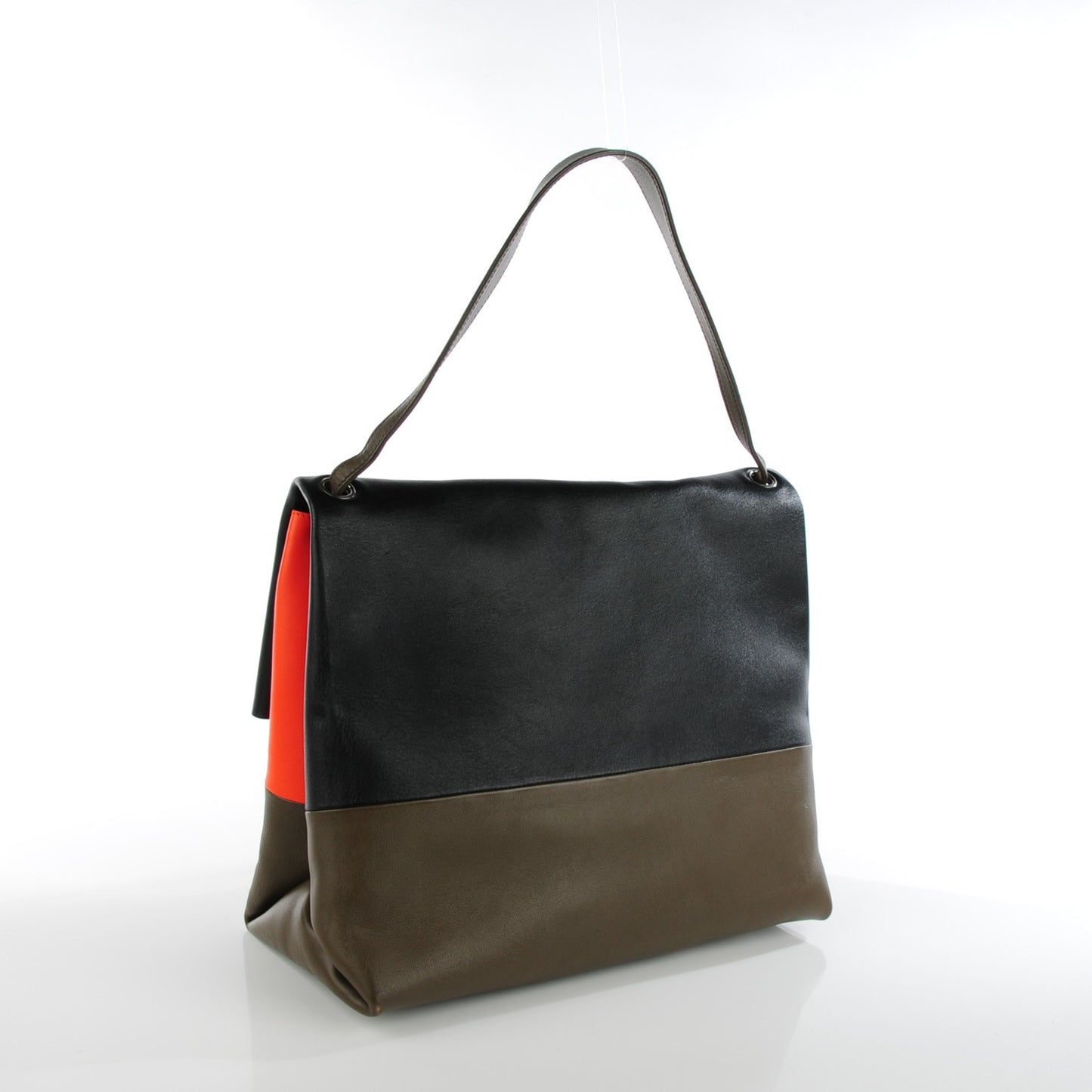 Smooth Calfskin Tri-Color All Soft Shoulder Bag Black