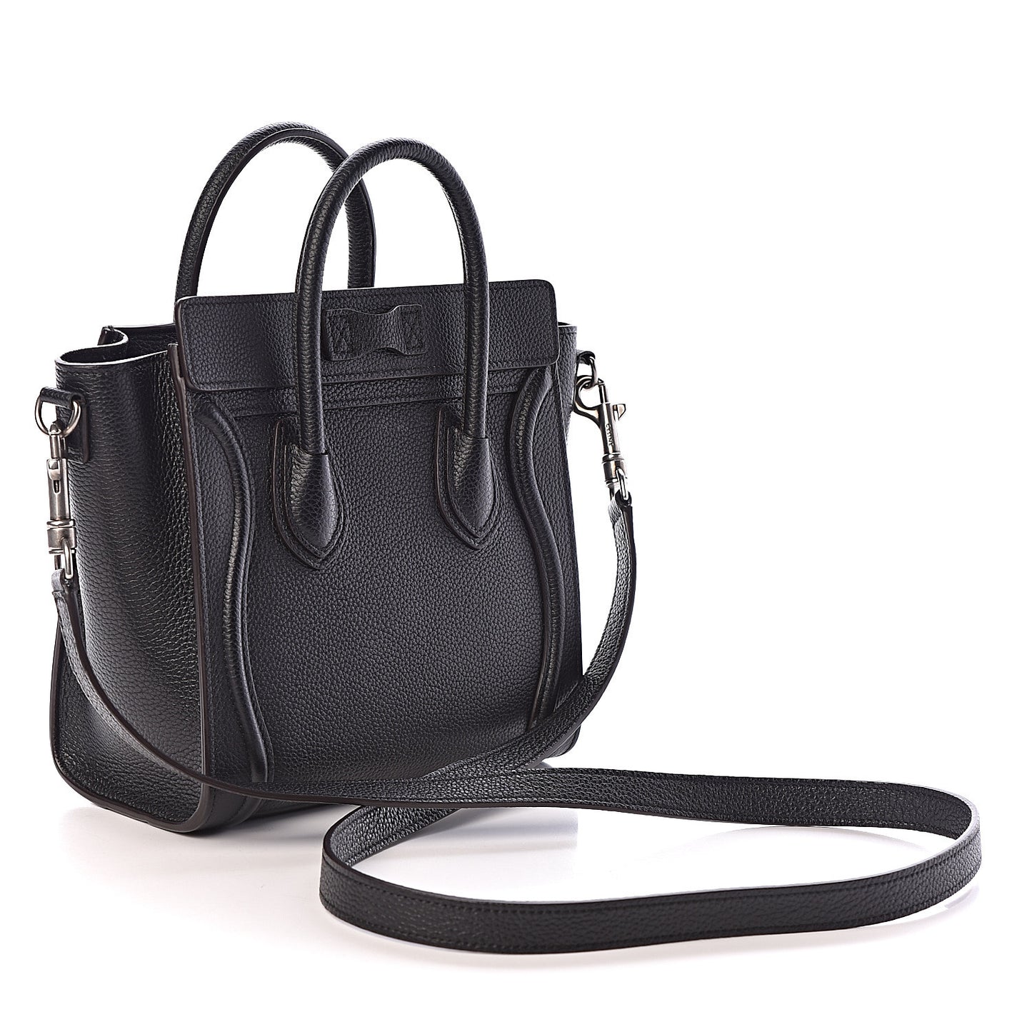 Drummed Calfskin Nano Luggage Black