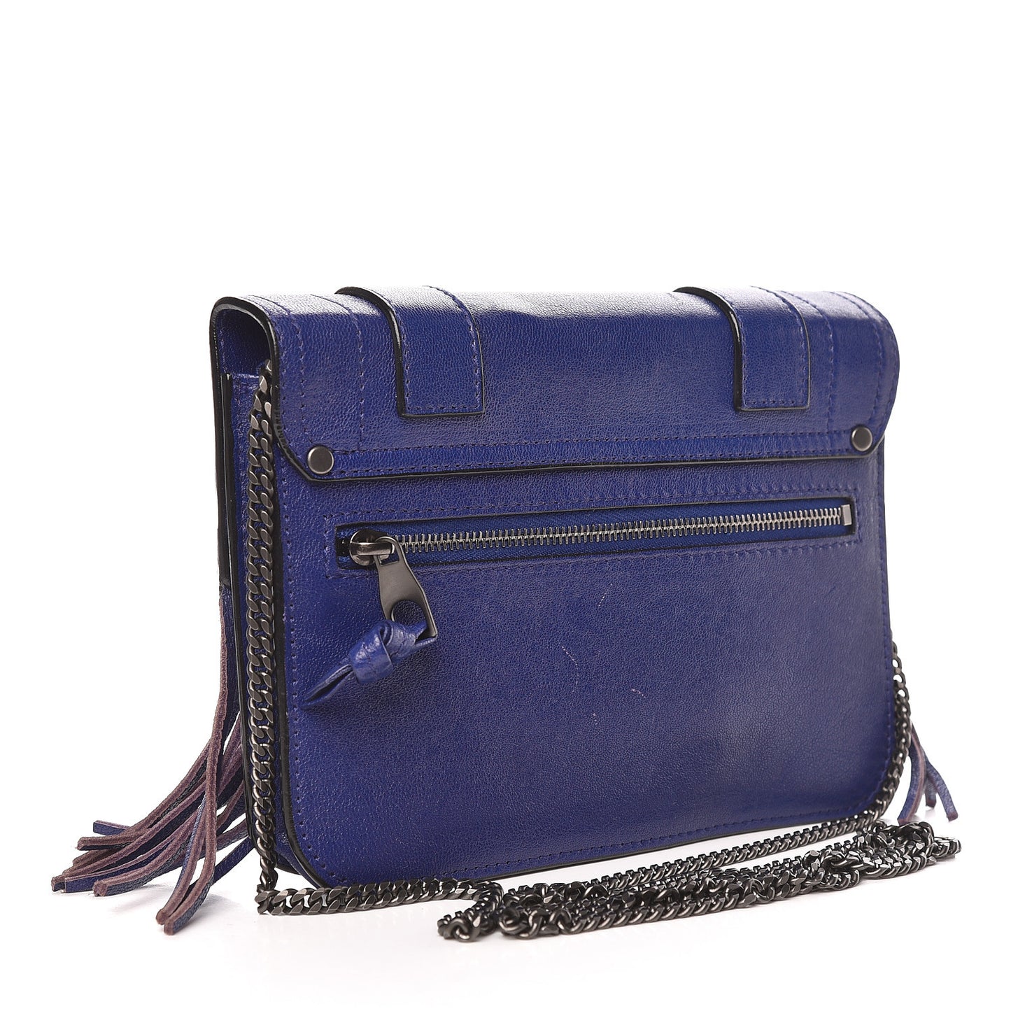 Lambskin Fringe PS1 Large Chain Wallet Cobalt Blue