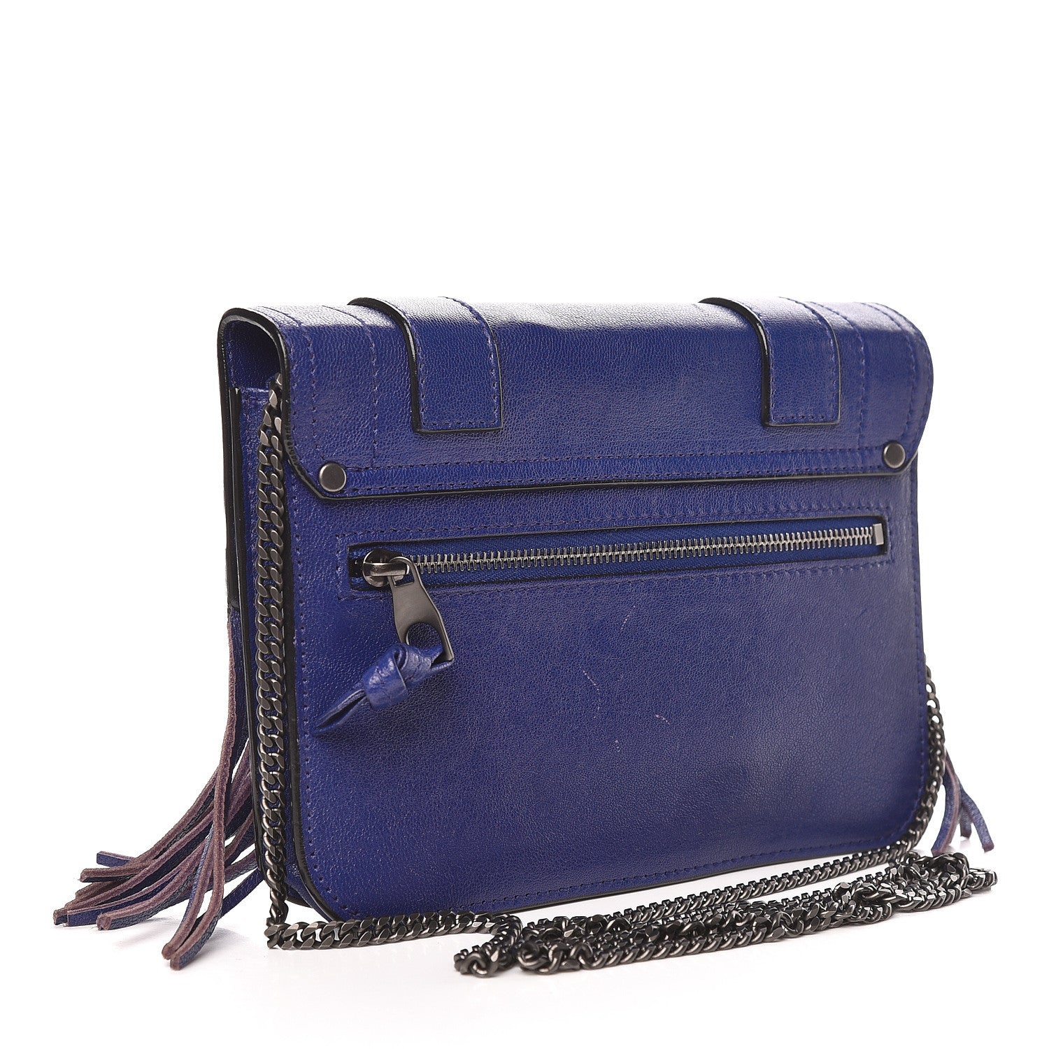 Proenza Schouler Lambskin Fringe PS1 Large Chain Wallet Cobalt Blue 3 of 11