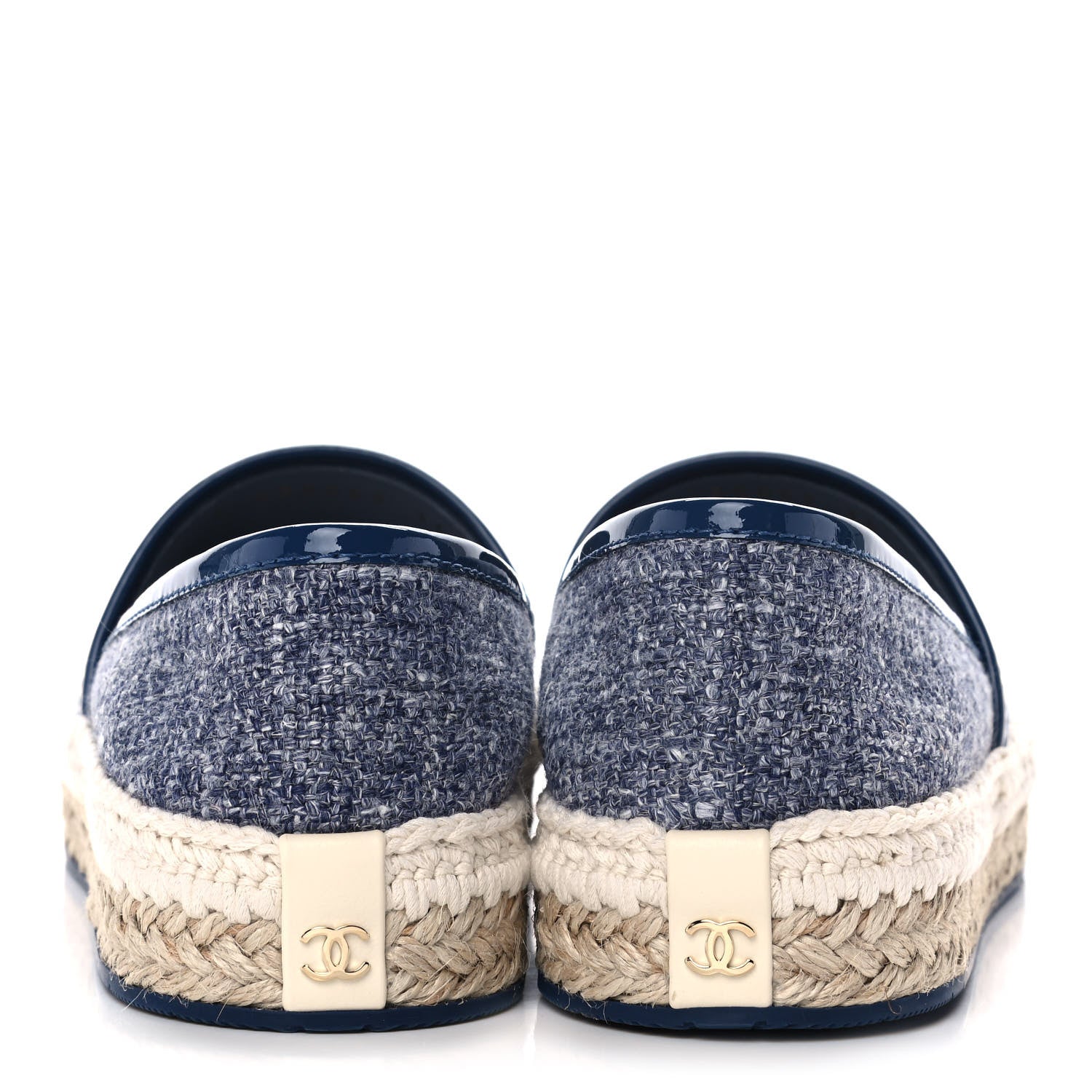 Chanel Fabric Patent Calfskin CC Espadrilles 35 Blue 5 of 10