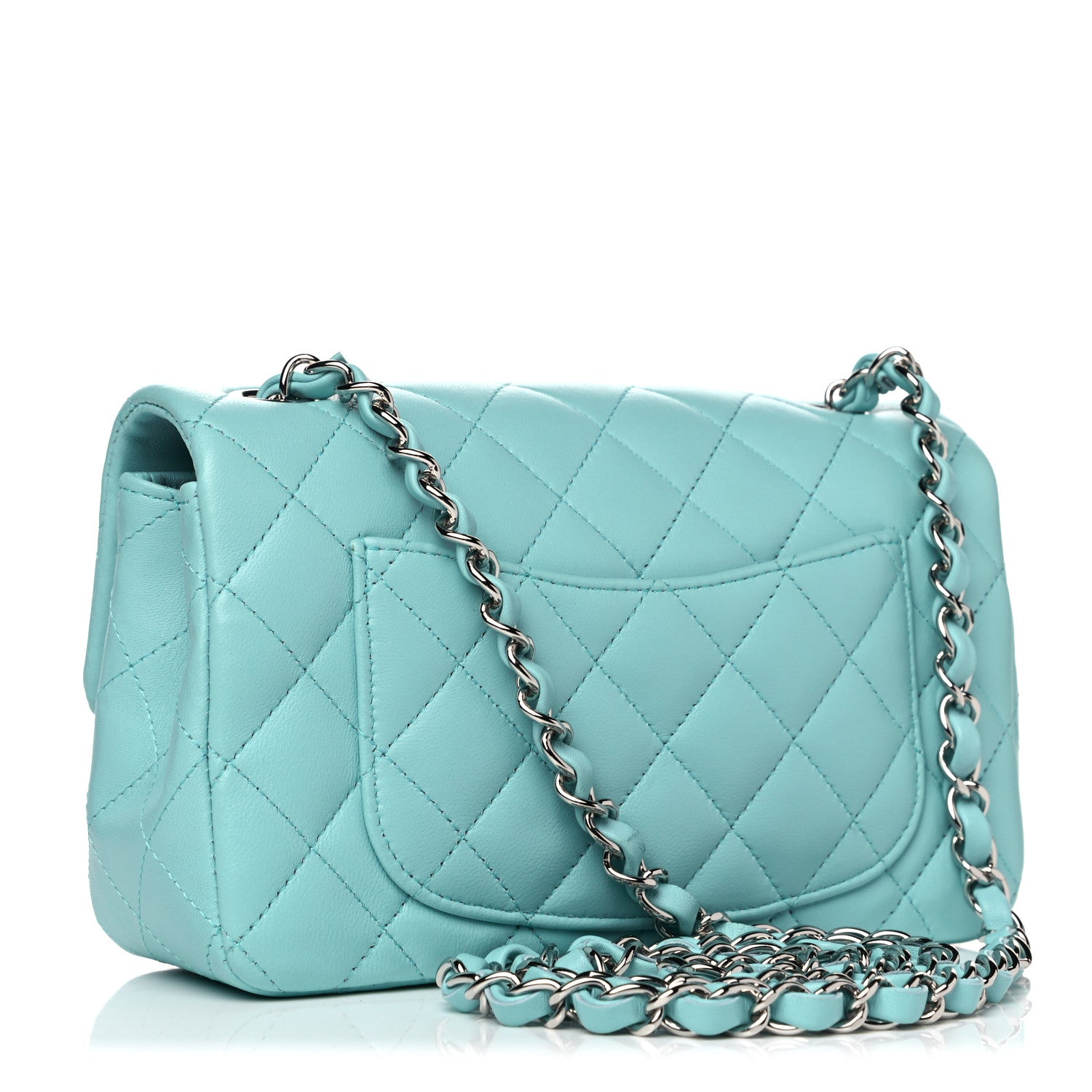 Chanel Lambskin Quilted Mini Rectangular Flap Light Blue 3 of 13