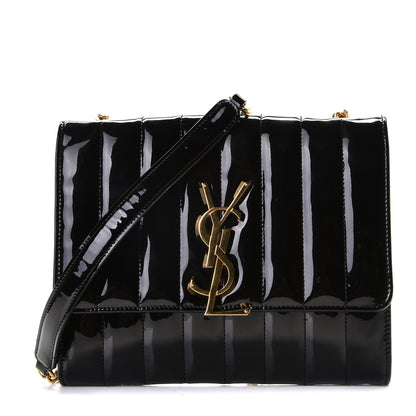 Saint Laurent Patent Calfskin Matelasse Monogram Vicky Chain Bag Black 1 of 7