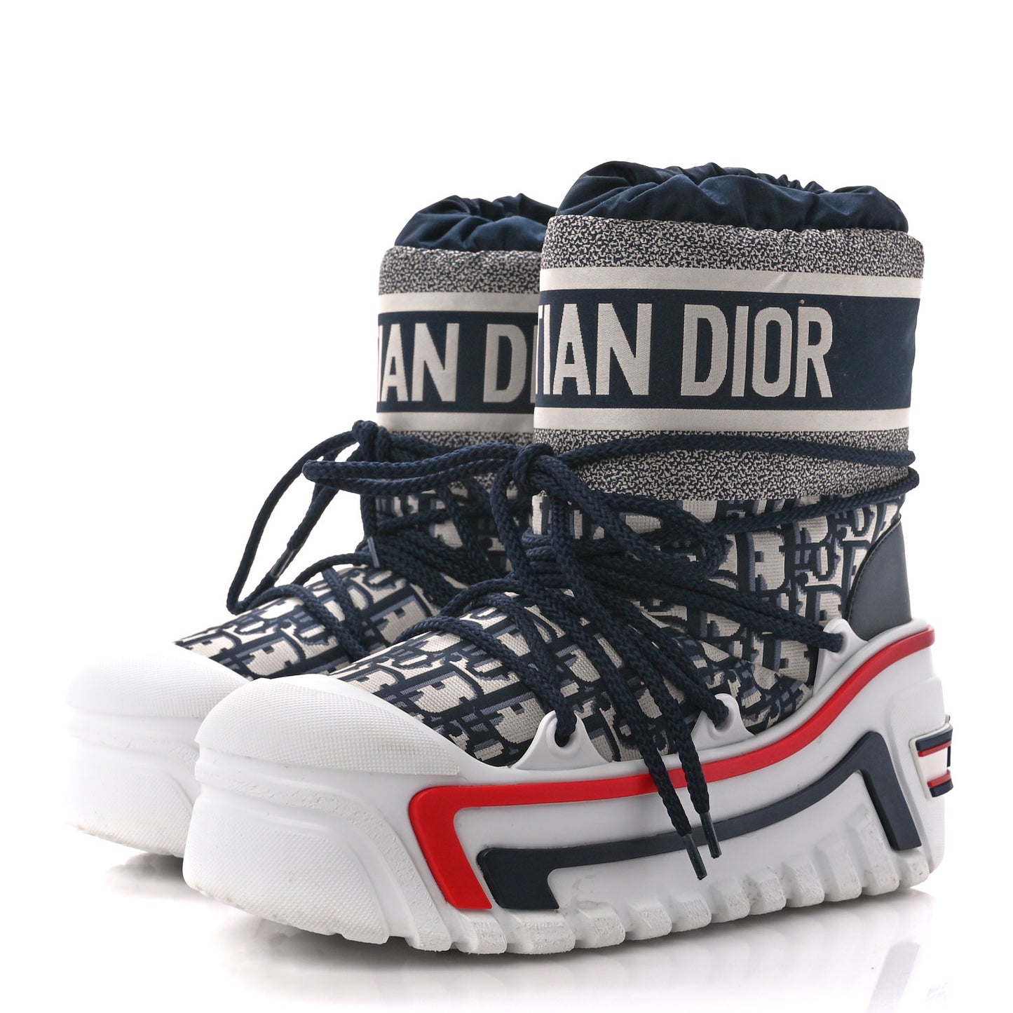 Oblique Shiny Nylon DiorAlps Snow Ankle Boot 35 Deep Blue