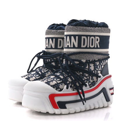 Christian Dior Oblique Shiny Nylon DiorAlps Snow Ankle Boot 35 Deep Blue 3 of 9
