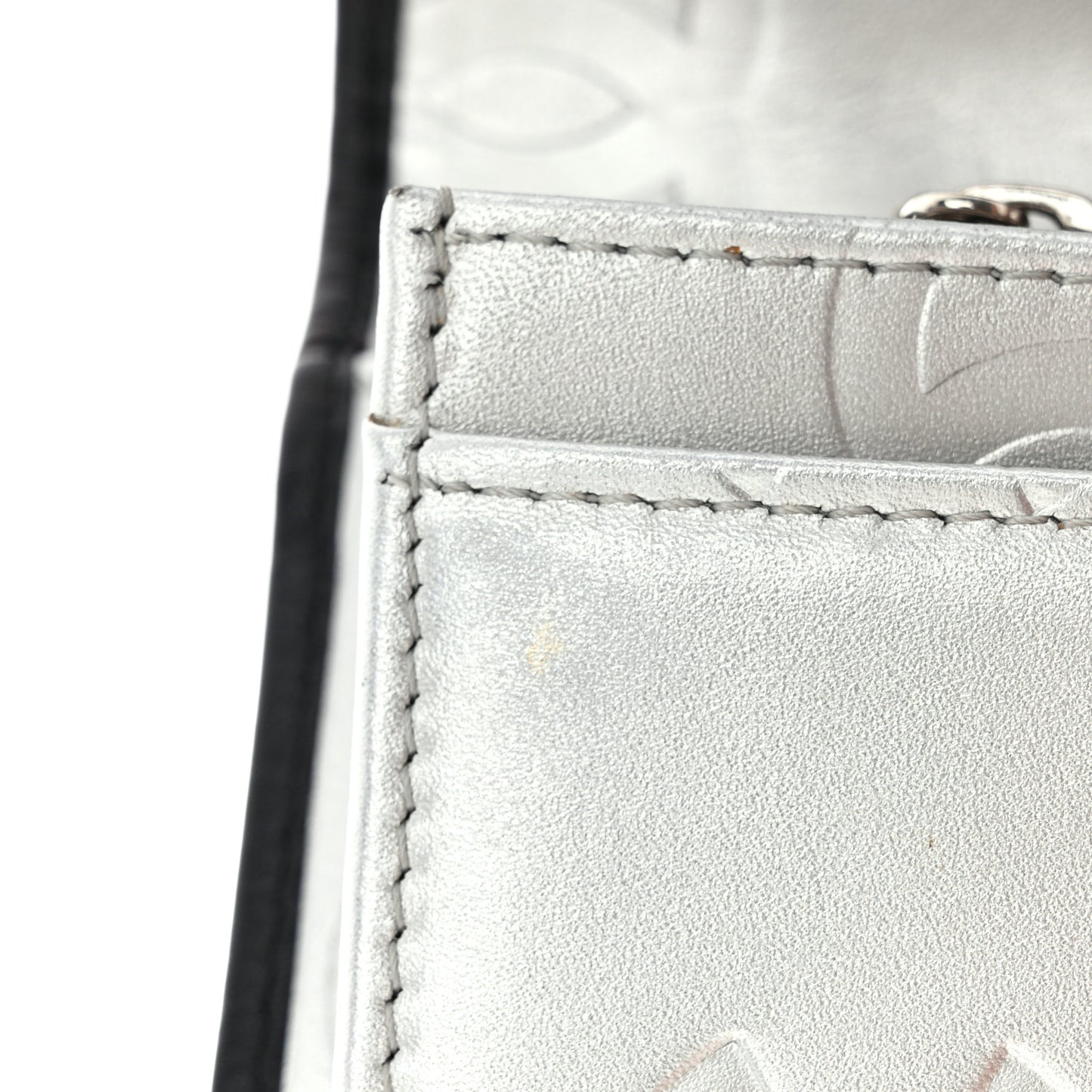 Calfskin Quilted Cambon Yen Wallet Black Silver