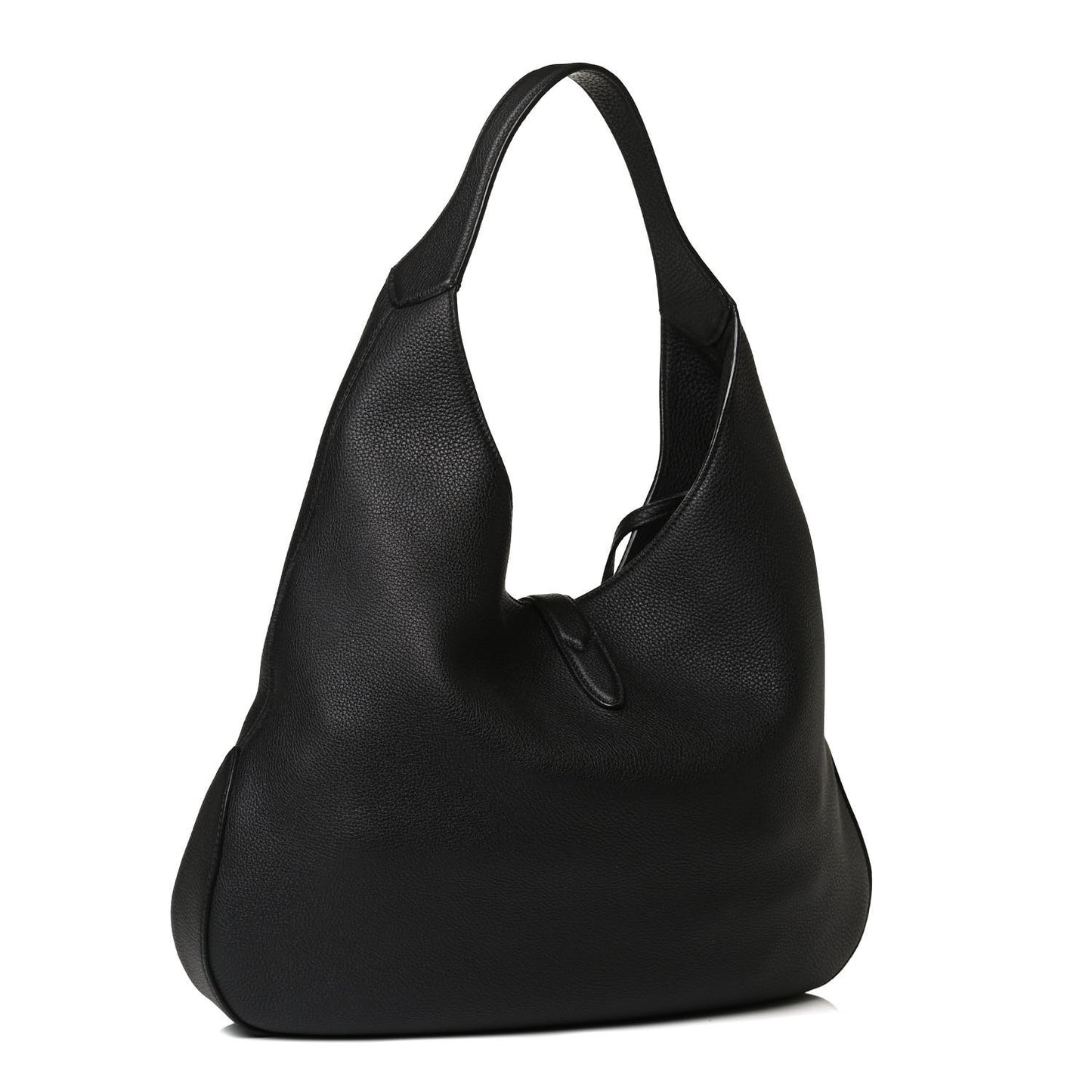 Soft Grained Calfskin Large Jackie Hobo Black