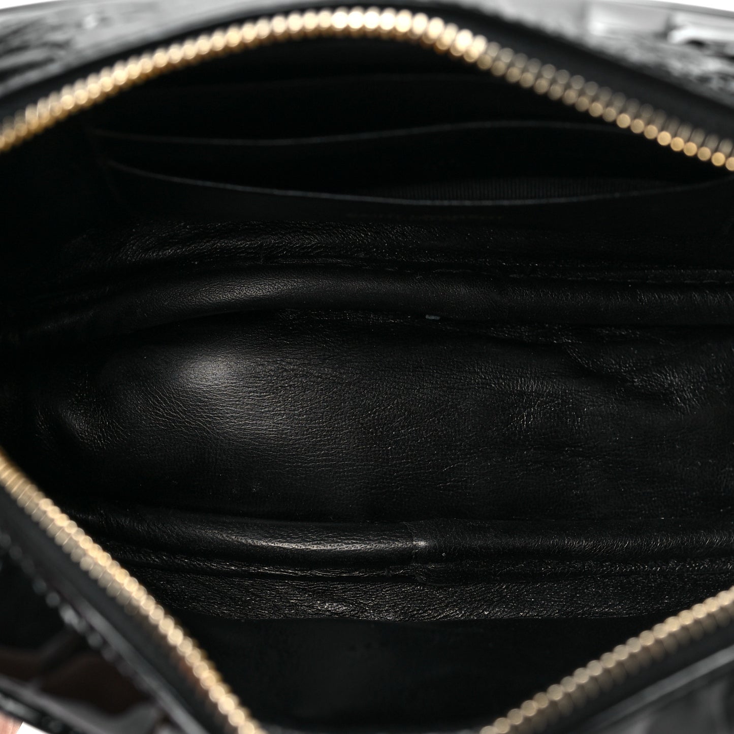 Calfskin Crocodile Embossed Monogram Mini Lou Camera Bag Black
