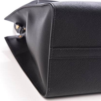 Prada Saffiano Cuir Calfskin Medium Monochrome Top Handle Tote Black 9 of 10