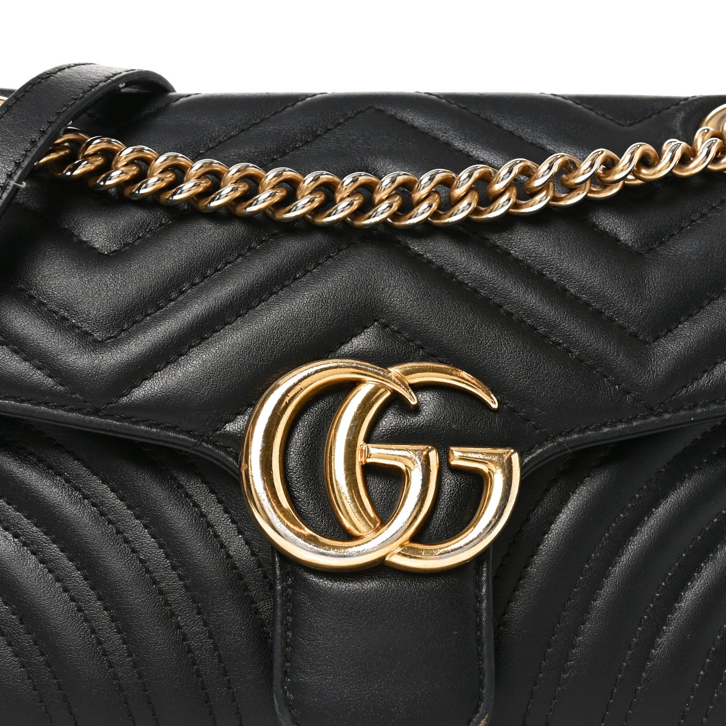 Calfskin Matelasse Small GG Marmont Shoulder Bag Black