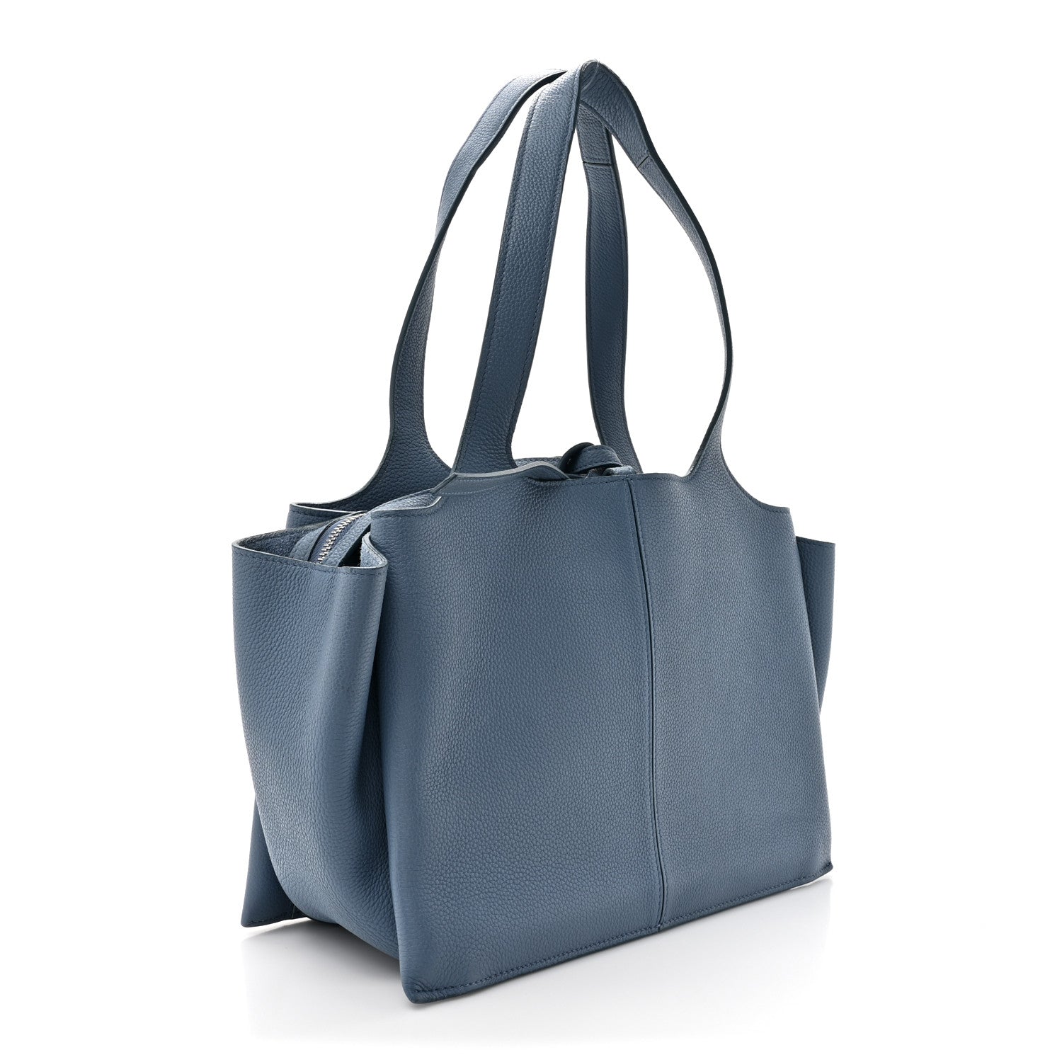 Celine Calfskin Small Tri-Fold Shoulder Bag Steel Blue 3 of 11