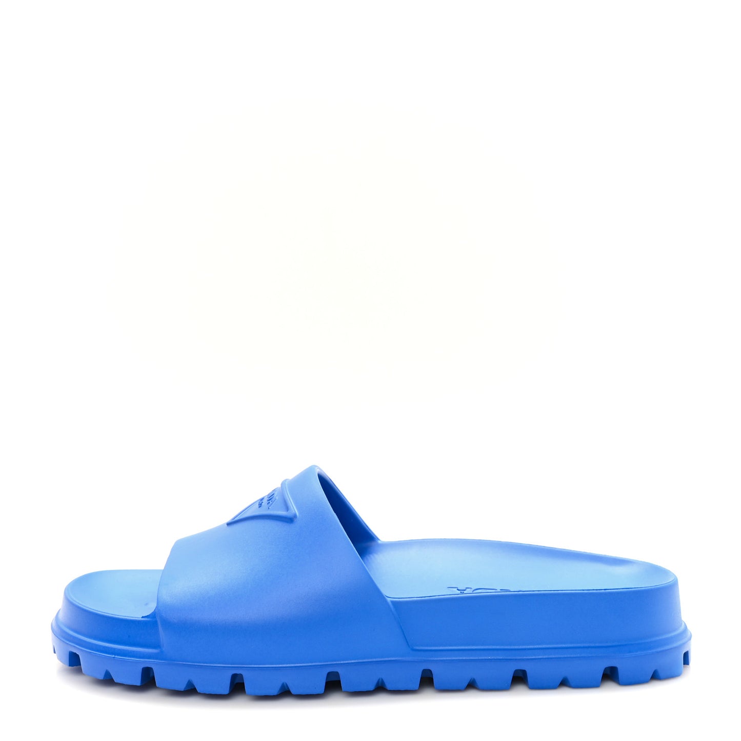 EVA Rubber Triangle Logo Embossed Womens Lug Sole 20mm Slide Sandals 37 Azzurro