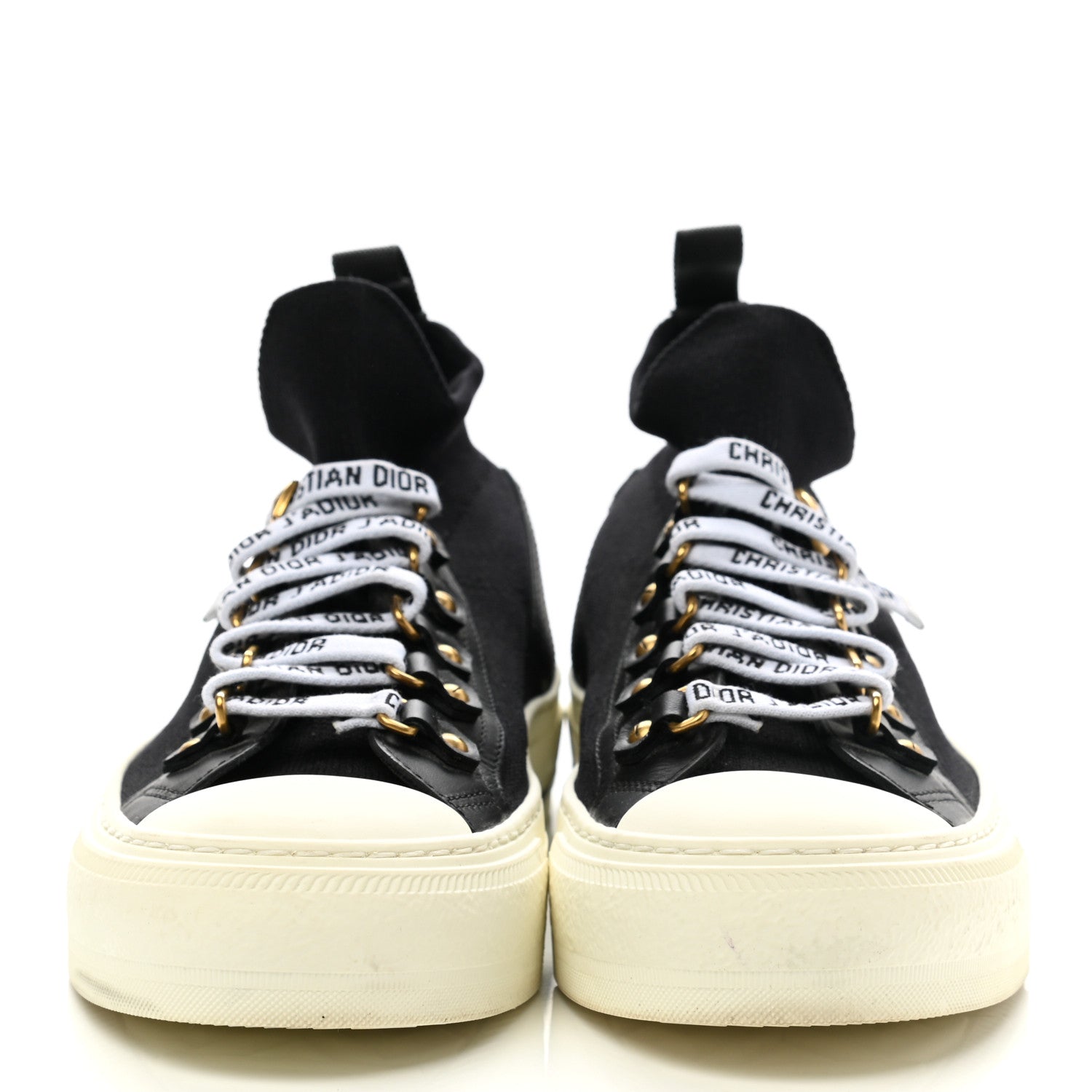 Christian Dior Technical Knit Calfskin Womens Walk'N'Dior High Top Sneakers 36 Black 2 of 8