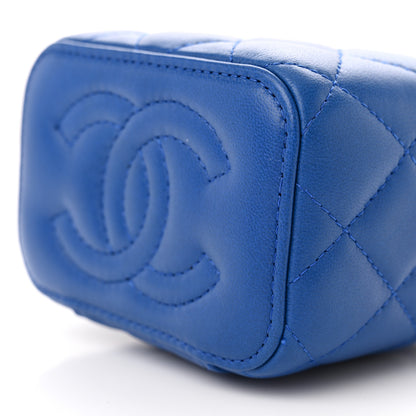Chanel Lambskin Quilted Pearl Crush Mini Vanity Case With Chain Blue 10 of 11