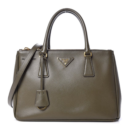 Prada Saffiano Small Galleria Double Zip Tote Militare 1 of 15