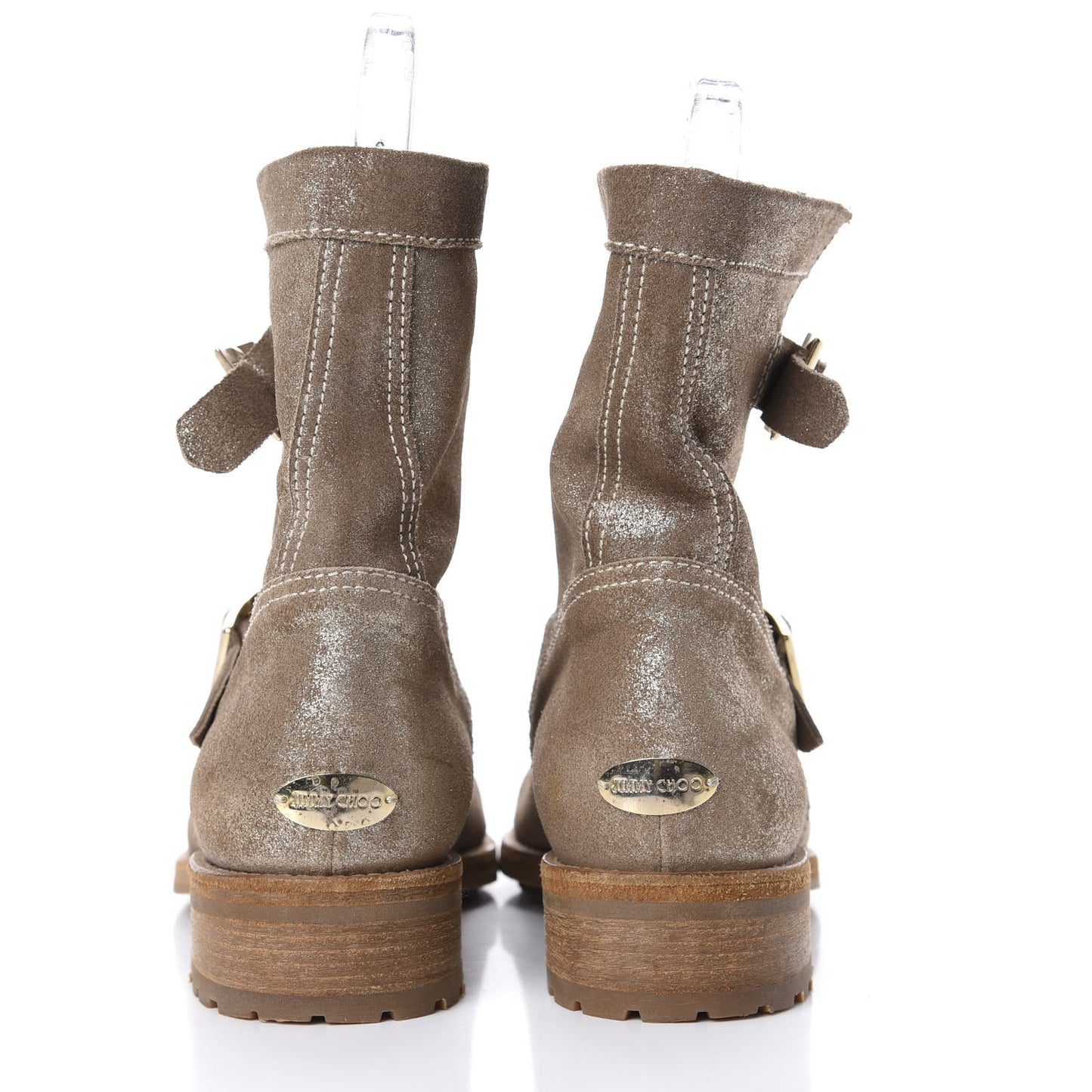 Metallic Suede Youth Biker Boots 37.5 Brown