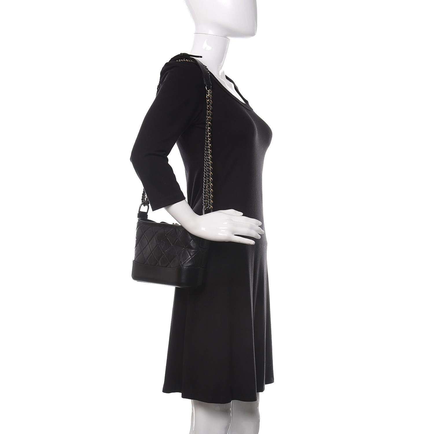 Chanel Aged Calfskin Quilted Small Gabrielle Hobo Black 2 of 11