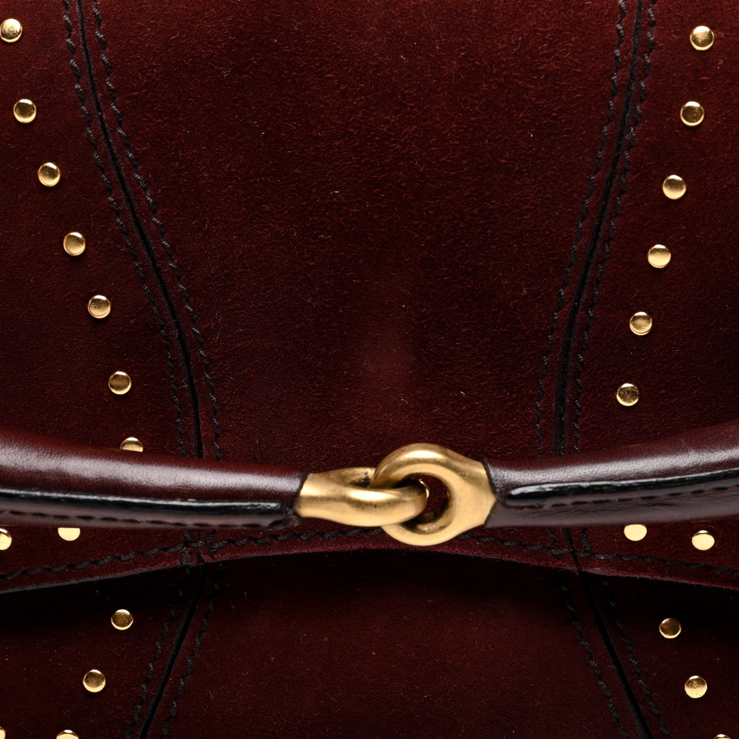 Gucci Suede Studded Horsebit Clutch Bag Burgundy 8 of 10