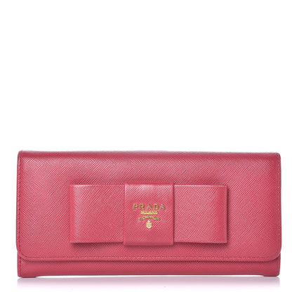 Prada Saffiano Bow Continental Wallet Peonia 1 of 15