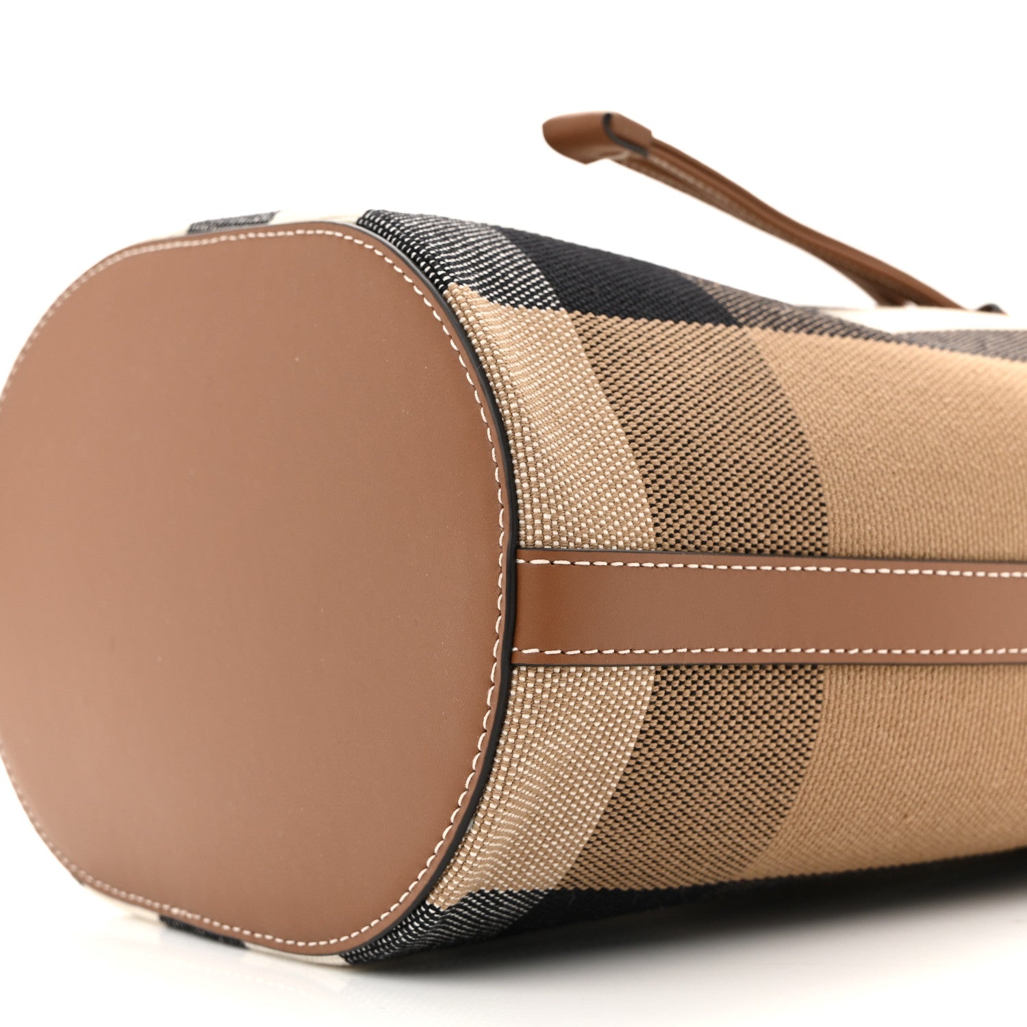 Burberry Giant Check Canvas Small Bucket Bag Taupe Brown 1790274