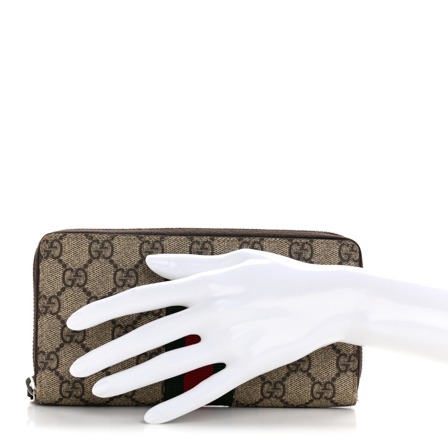 【美品・付属品付き】グッチGG Supreme Web Bee Zip Around Wallet Gucci GG Supreme Monogram Web Bee Zip Around Wallet Beige Cocoa