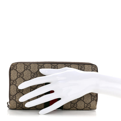 Gucci GG Supreme Monogram Web Bee Zip Around Wallet Beige Cocoa 2 of 10