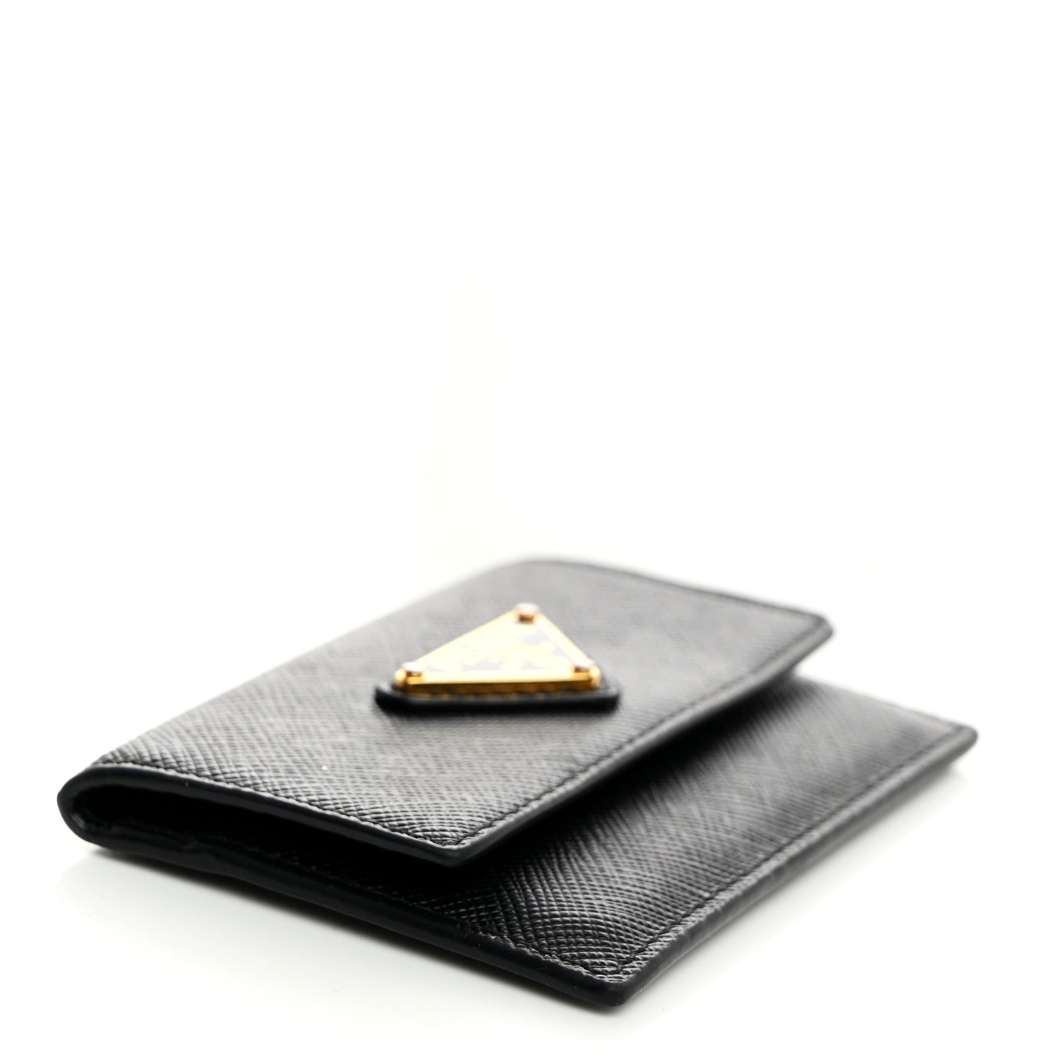Prada Saffiano Triangle Card Holder Black 4 of 7