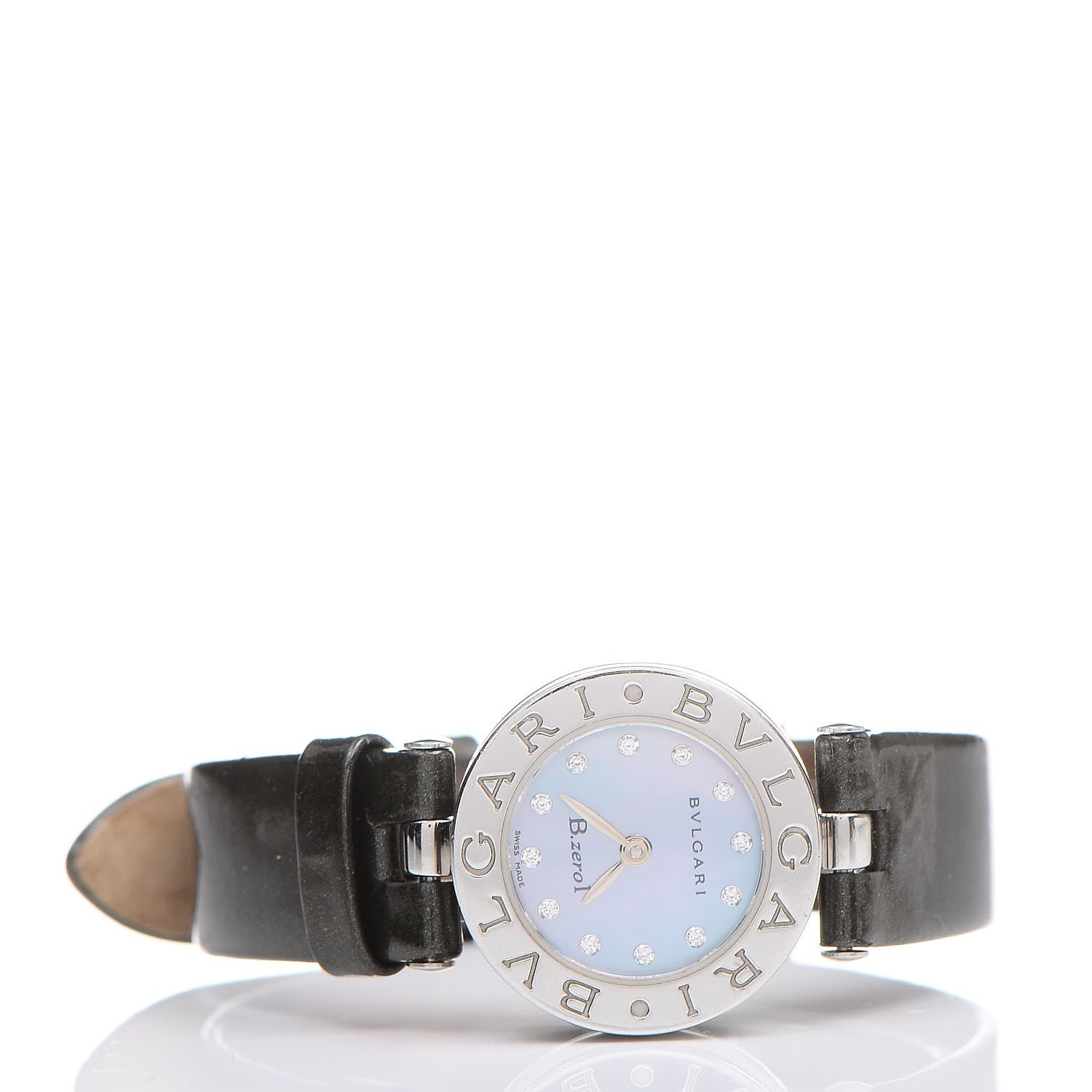 Bulgari Stainless Steel Calfskin Diamond Blue Mother of Pearl 22mm B.Zero1 Quartz Watch 3 of 6