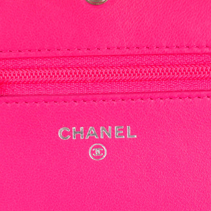 Chanel Lambskin Quilted Wallet On Chain WOC Dark Pink 6 of 9
