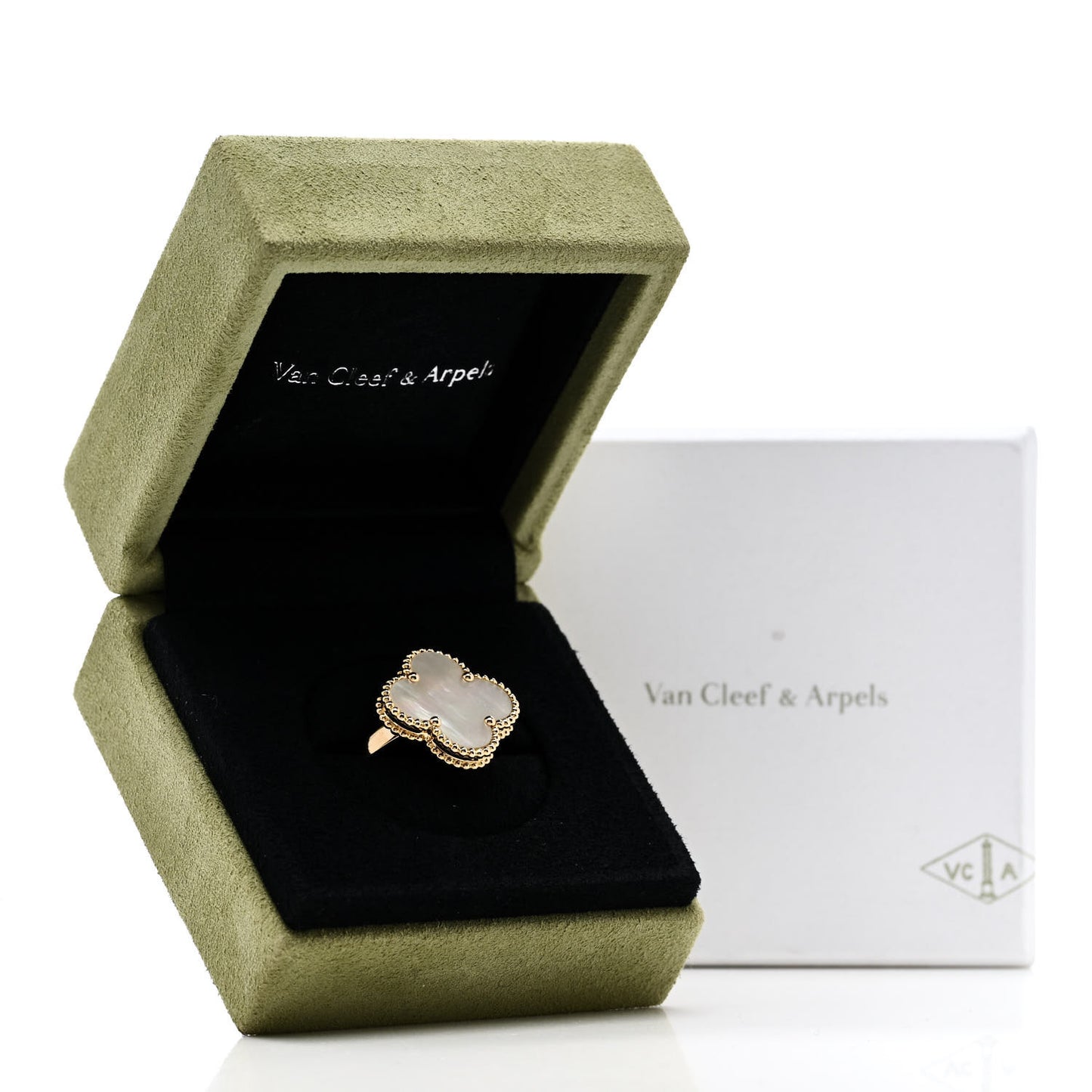 18K Yellow Gold Mother of Pearl Magic Alhambra Ring 52 6
