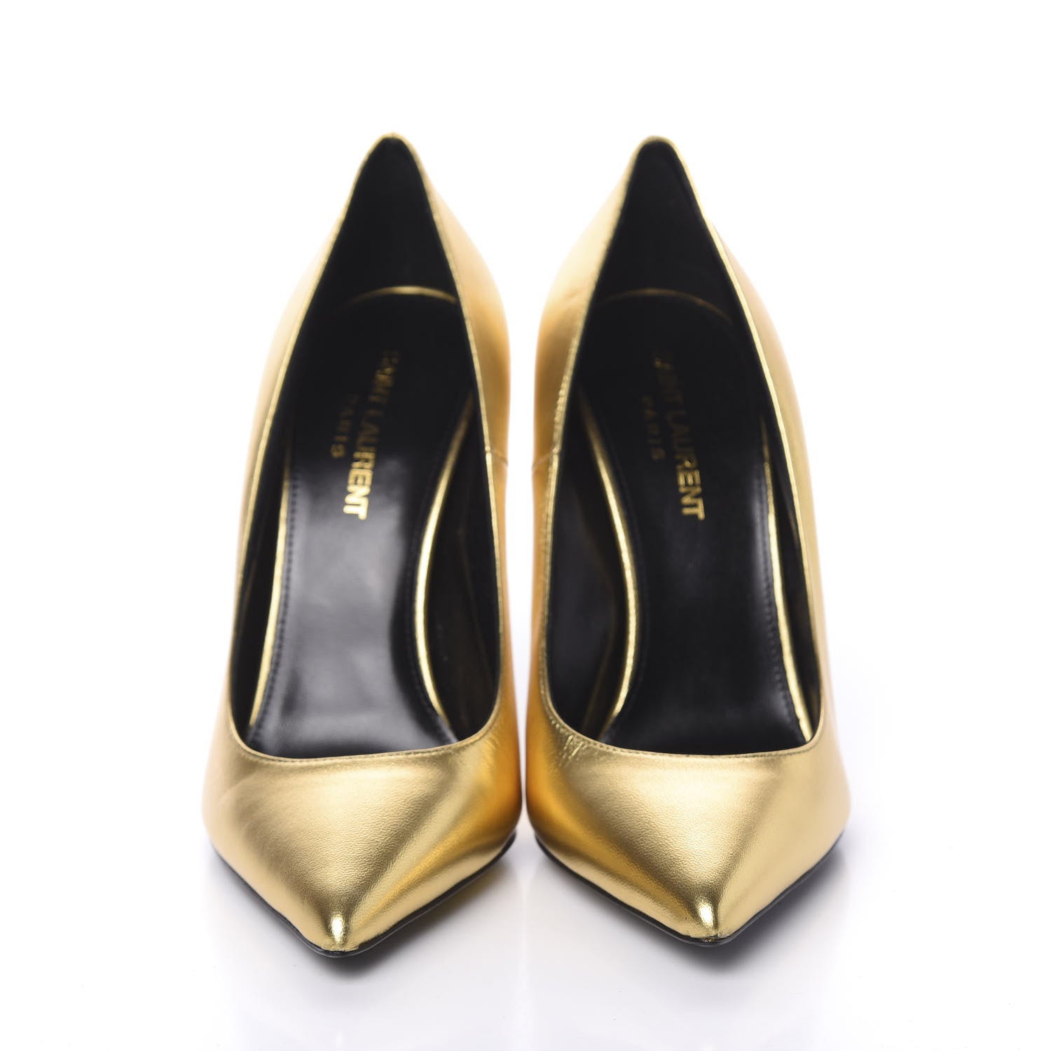 Saint Laurent Metallic Calfskin Opyum 110 Pumps 37.5 Oro 2 of 8