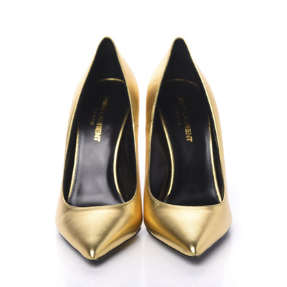 Saint Laurent Metallic Calfskin Opyum 110 Pumps 37.5 Oro 2 of 8