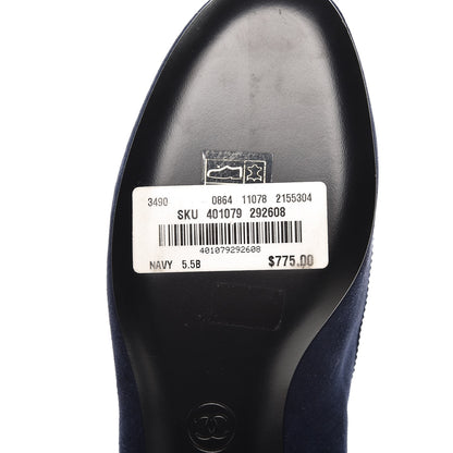 Chanel Suede CC Loafers 35.5 Navy 8 of 11