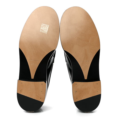 Chanel Shiny Calfskin Logo Loafers 38.5 Black 5 of 9