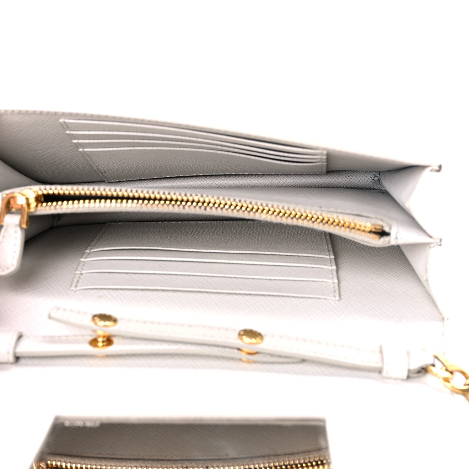 Prada Saffiano Lux Chain Wallet White 4 of 17