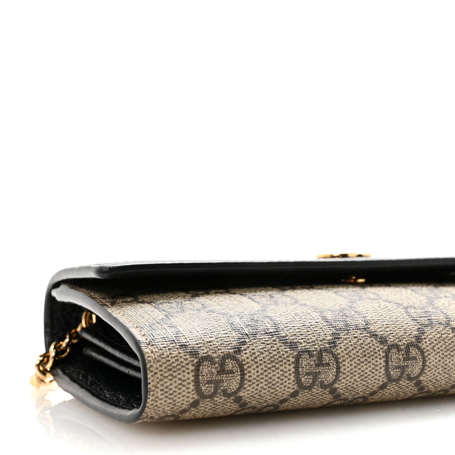 Gucci Dollar Calfskin GG Supreme Monogram Petite GG Marmont Wallet Chain Bag Black Beige Ebony 9 of 10