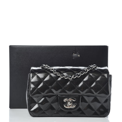 Chanel Striated Patent Quilted Mini Rectangular Flap Black 10 of 10