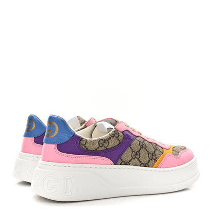 Gucci Calfskin GG Supreme Monogram Perforated Womens Platform 55mm Sneakers 40 Beige Ebony Sugar Pink Crop Shine Purple 5 of 10